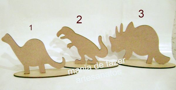 kit 12 dinossauro com base enfeite de mesa mdf cru 3 mm 15 cm altura