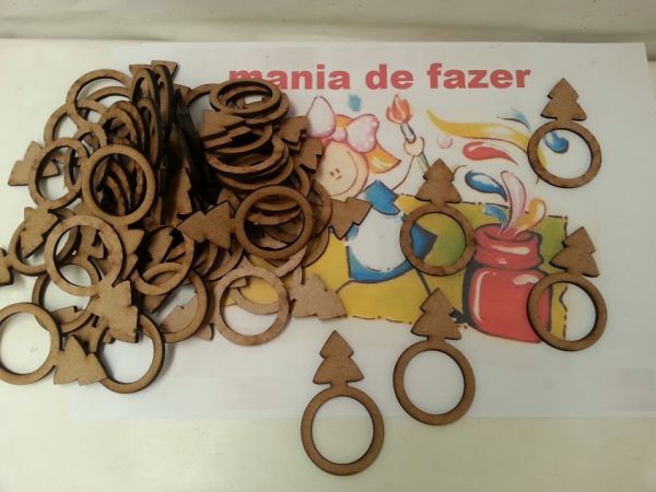 KIT 50 ANEL PINHEIRO NATAL PORTA GUARDANAPO MDF CRU