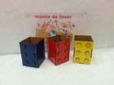 porta lapis lego cores 7,5 x 7,5 x 11 cm unidade