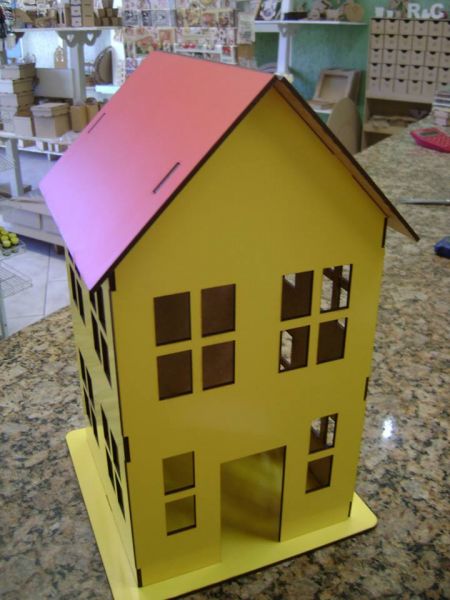 casa 19x19 x 32cm em mdf cores  peppa casinha,chale